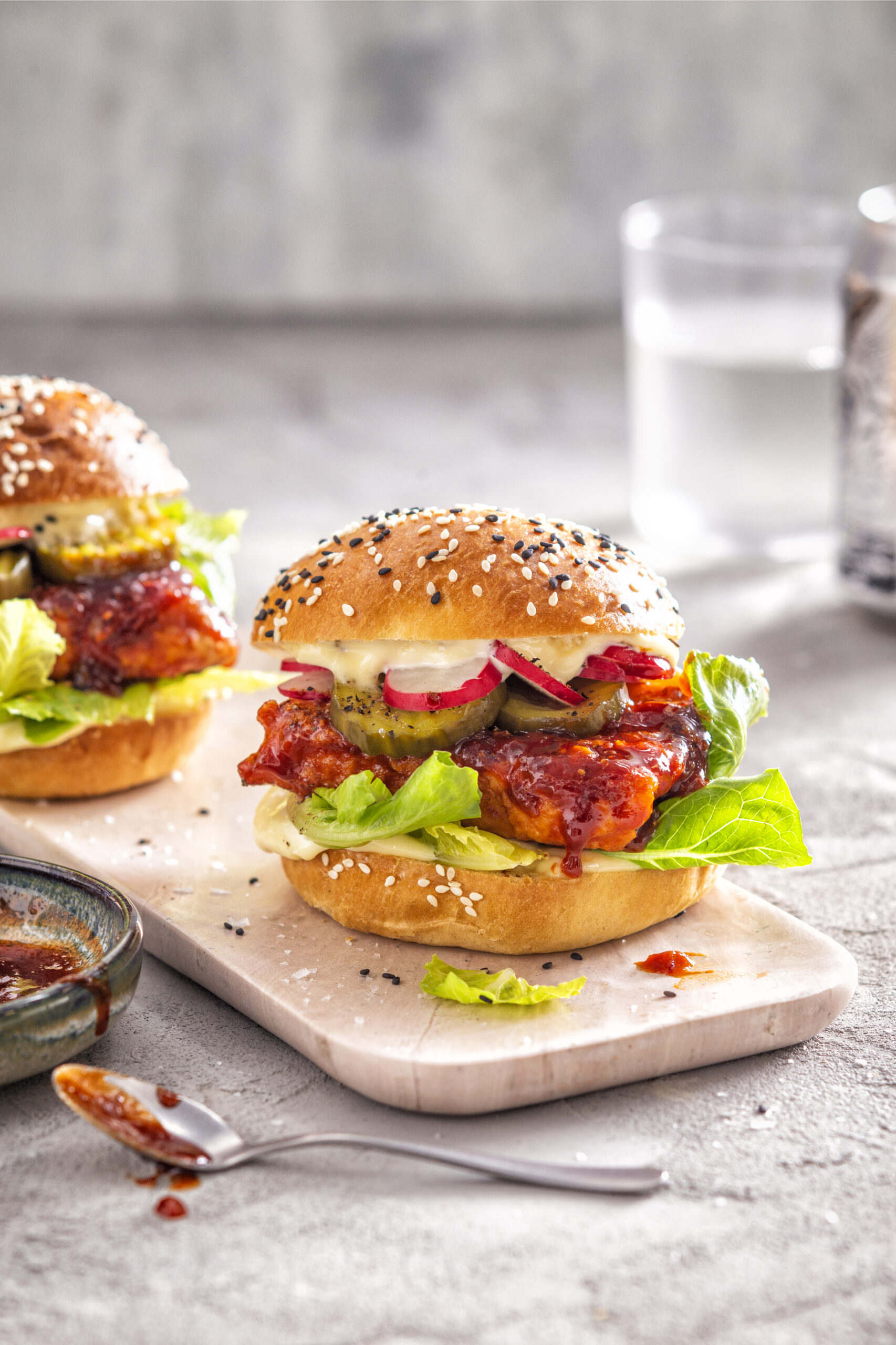 Korean fried tofu burger