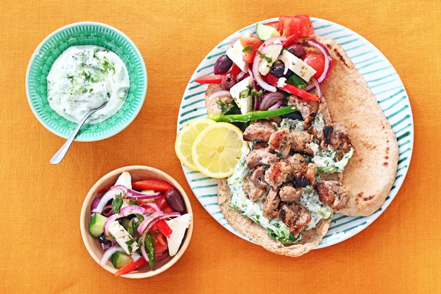 Souvlaki met Griekse salade