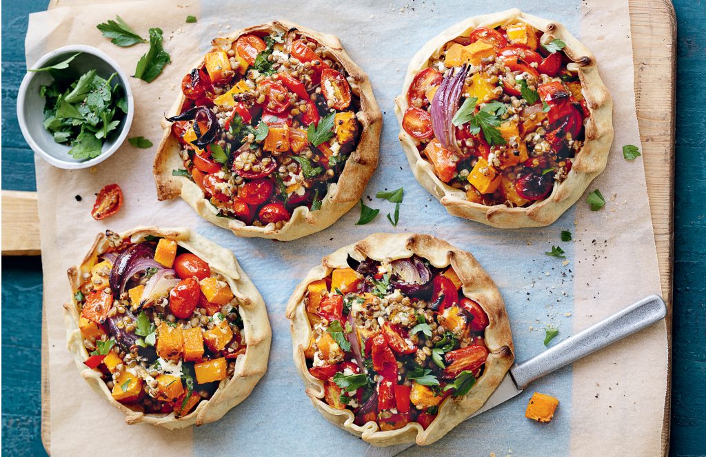 Pompoentaart met linzen en ricotta