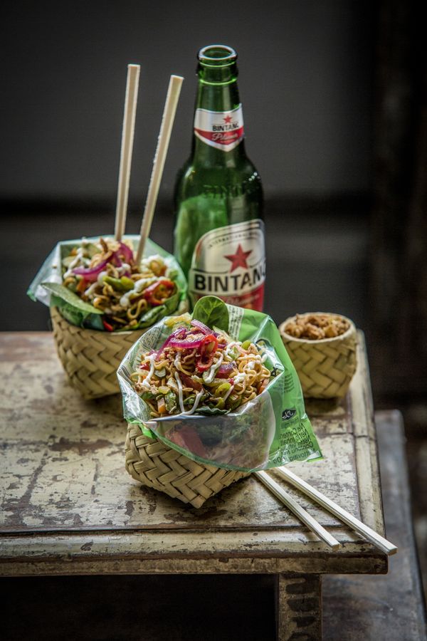 Indomie met rode-uien compote 