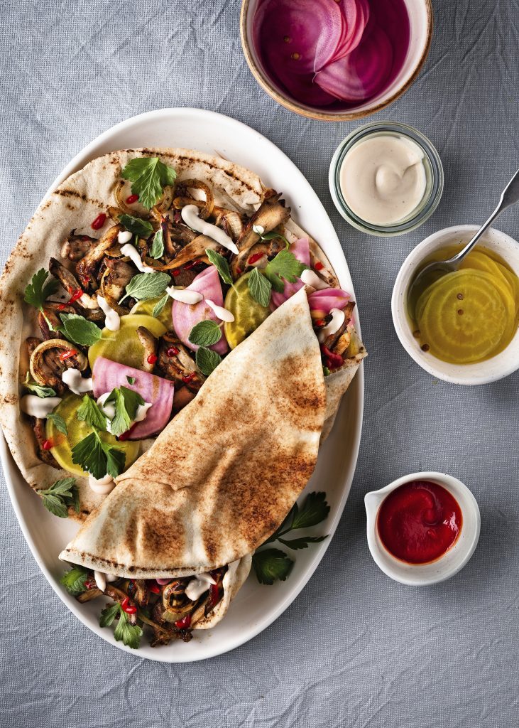 Shoarma van oesterzwam met pickles