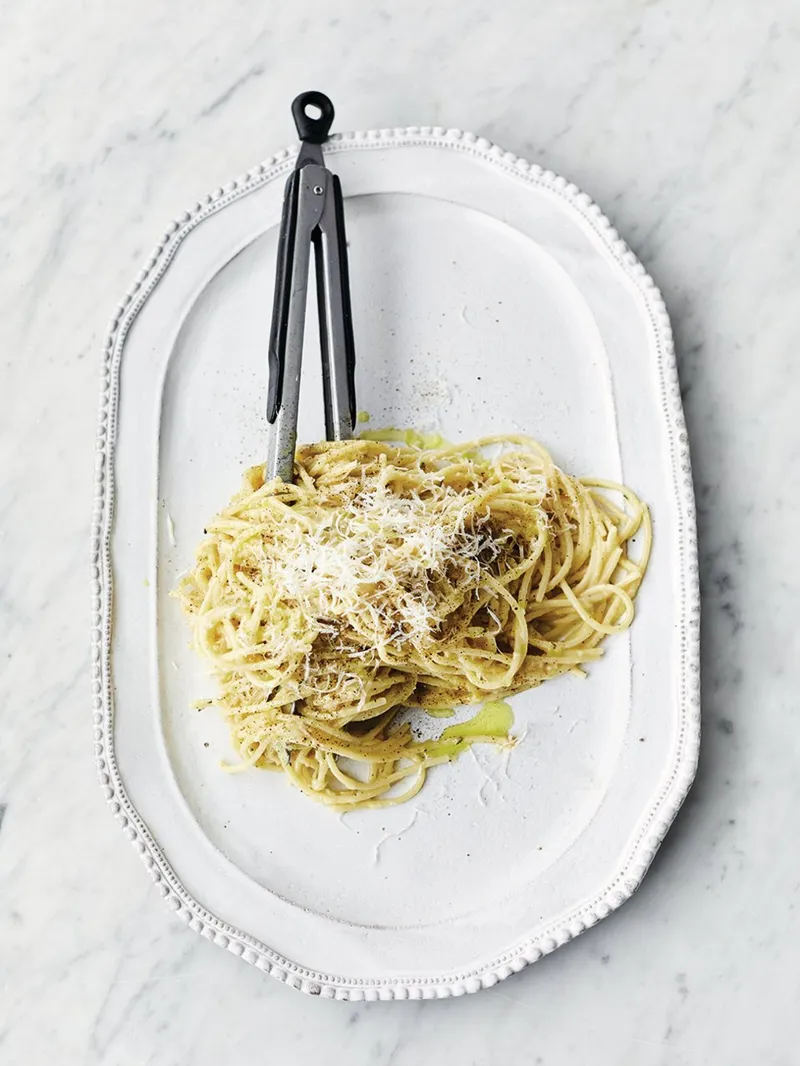 Zoete prei carbonara