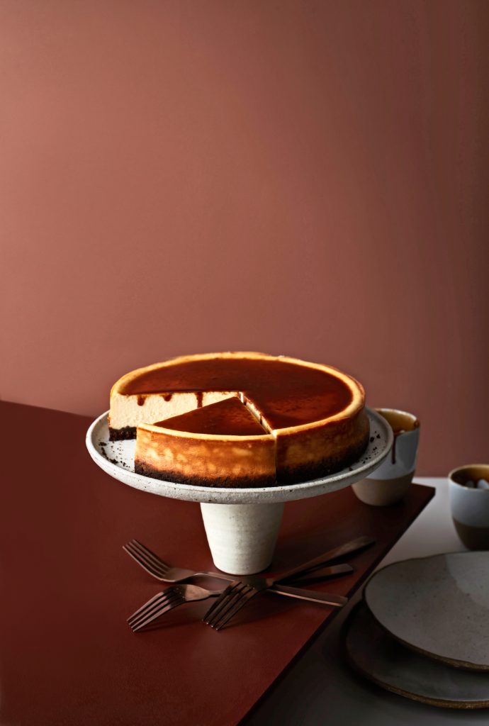 Cheesecake met ricotta en espressosiroop