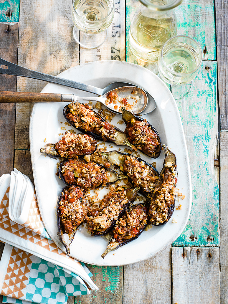 Gevulde aubergines