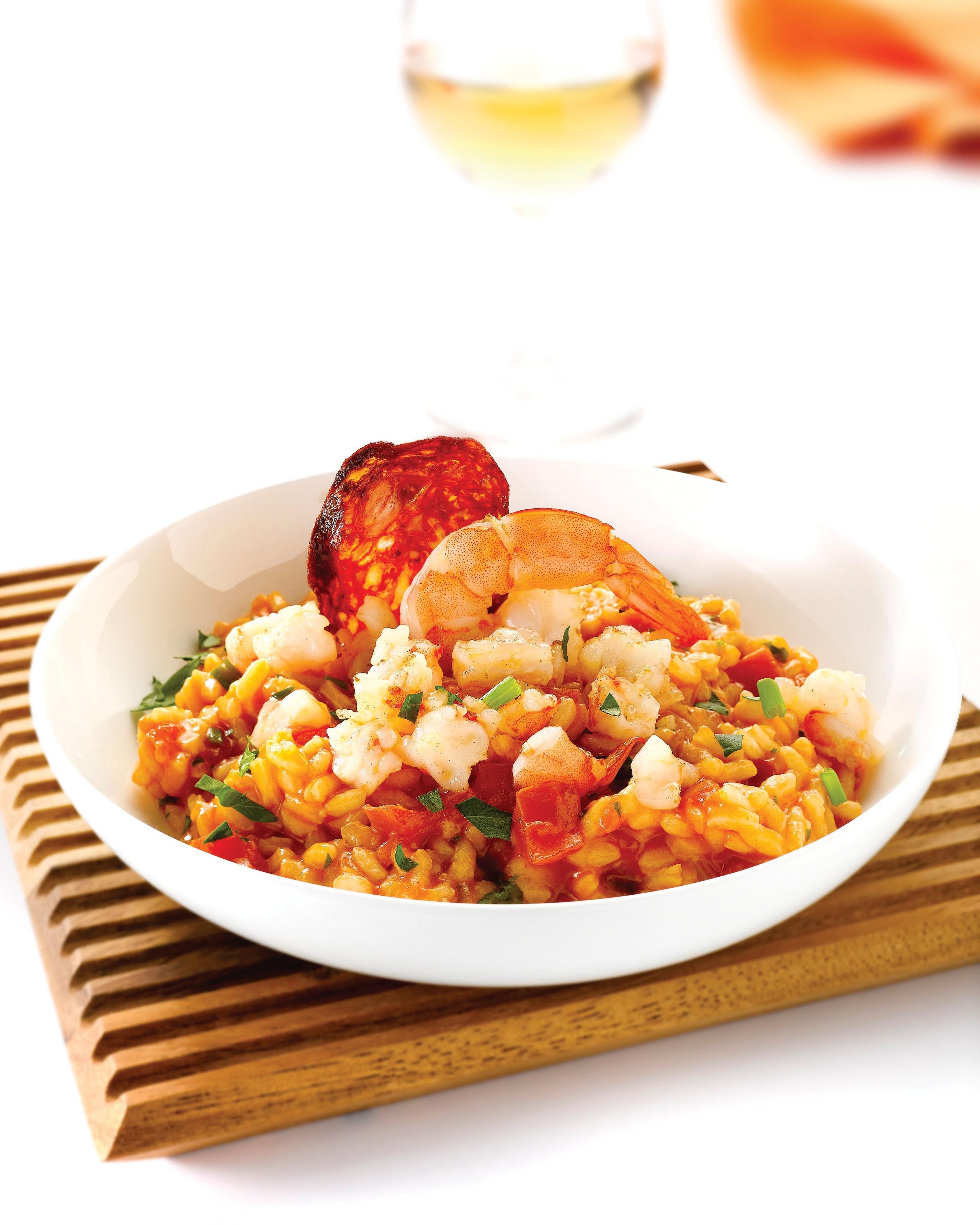 Risotto van tomaat en tijm met scampi