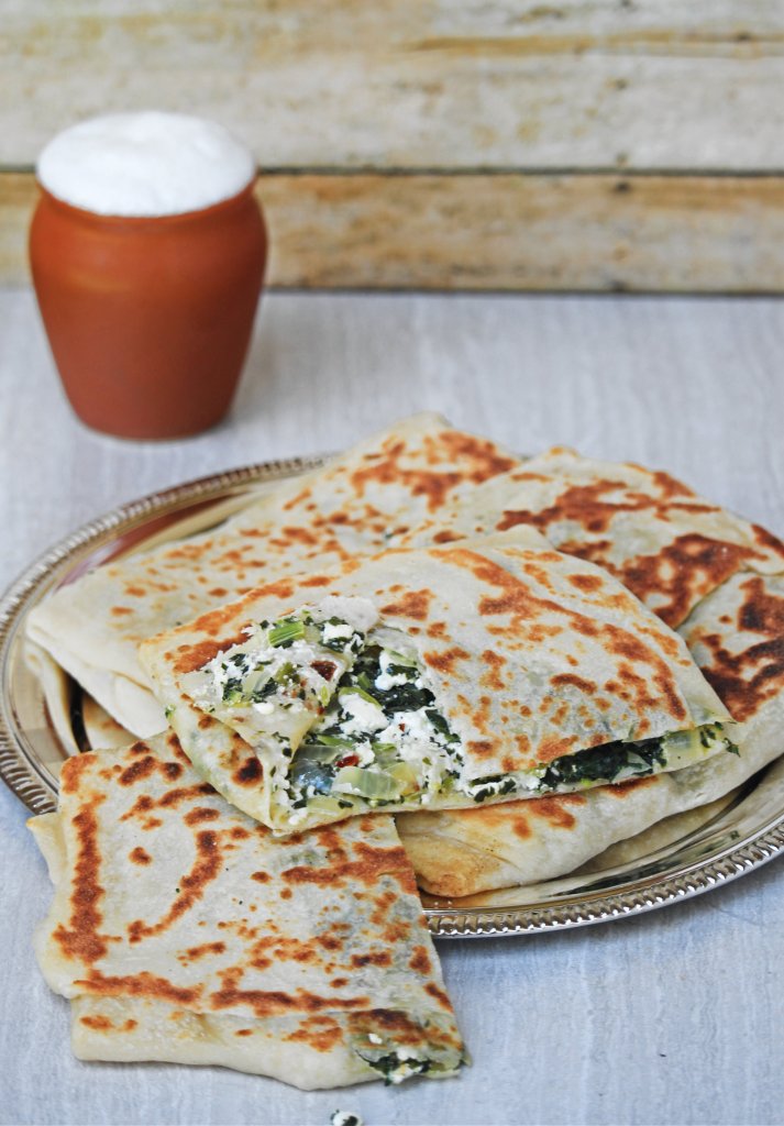 Gozleme met spinazie en feta