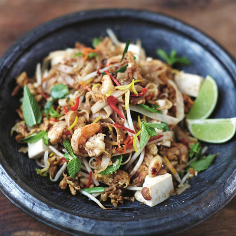 Pad Thai met garnalen en tofu