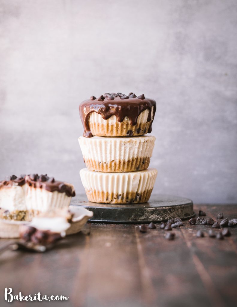 No-bake chocolade chip cookie-dough cheesecakes