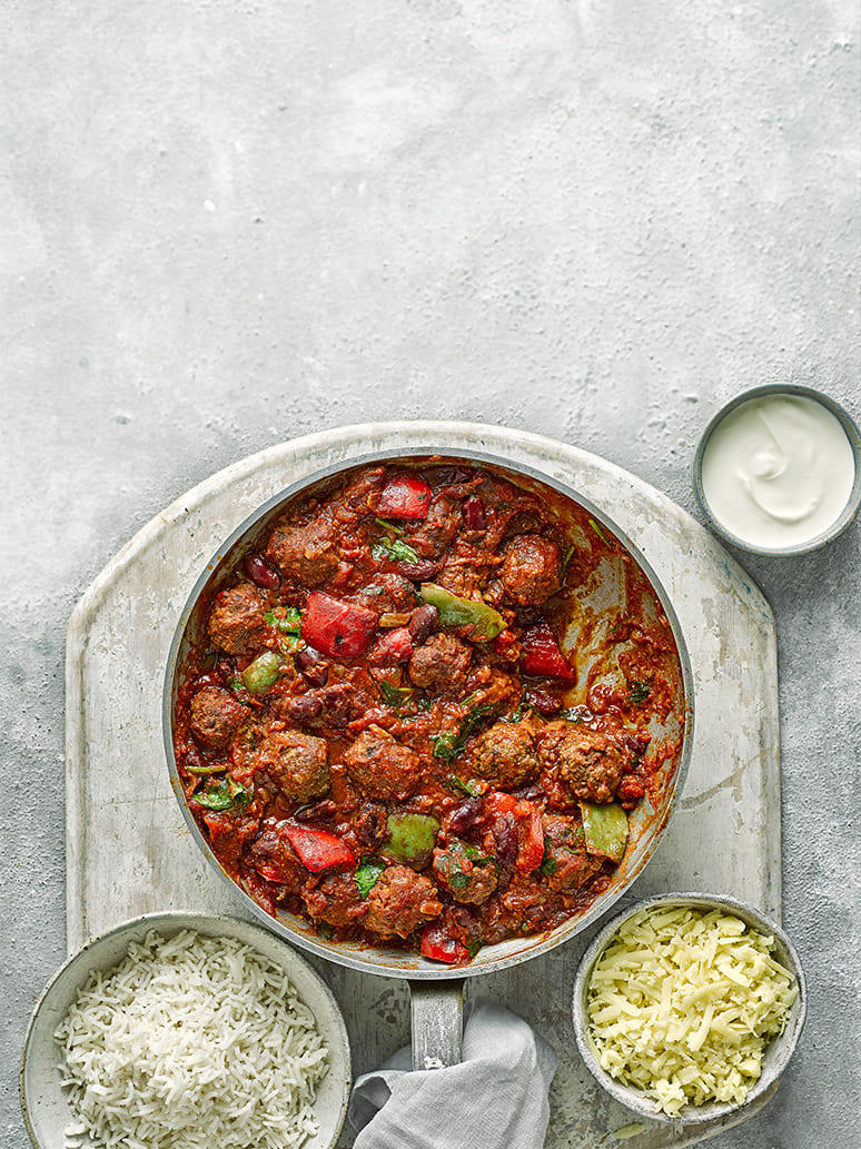 Chili met gehaktballetjes
