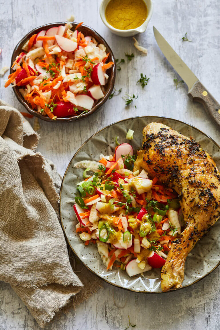 Griekse kip met pittige salade