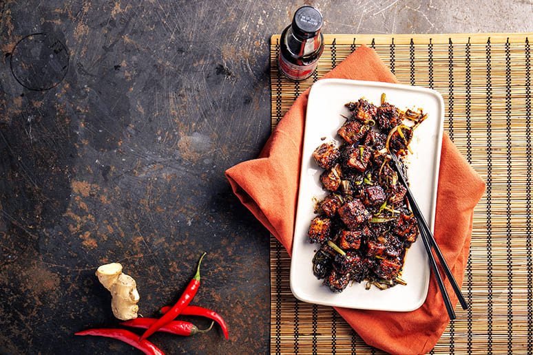 Pittige tofu met zwarte peper