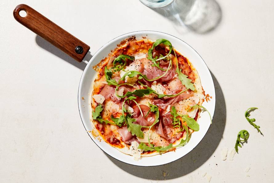 Piadina-panpizza met ham en rucola
