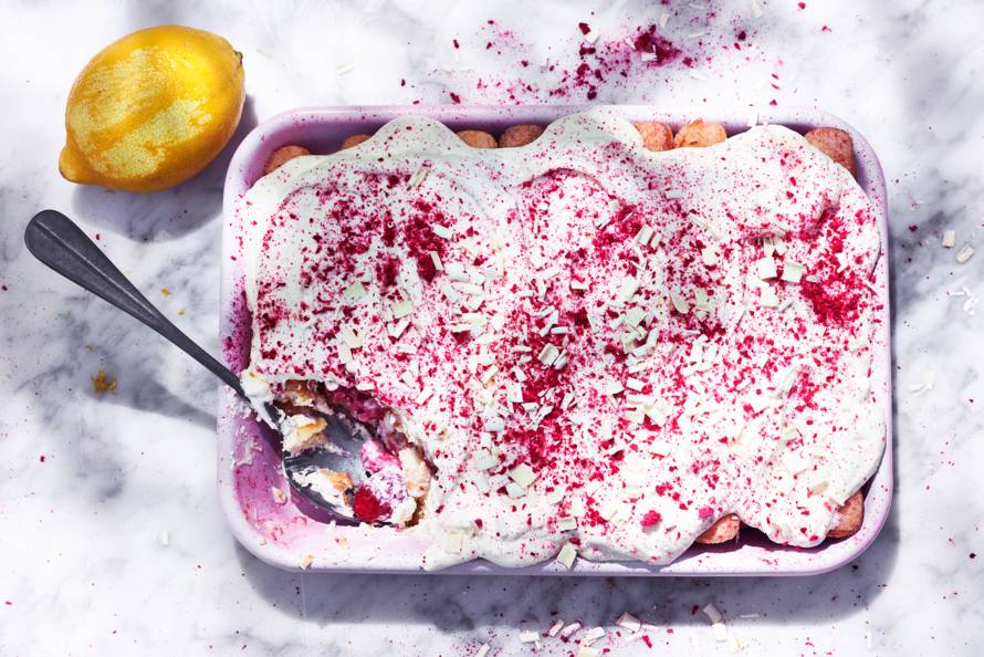 Frambozen-limoncellotiramisu