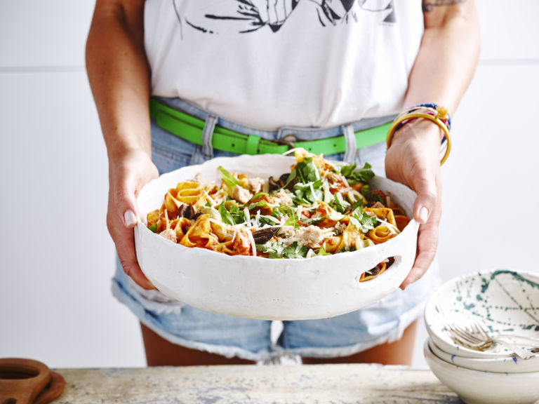 Pasta puttanesca met tonijn