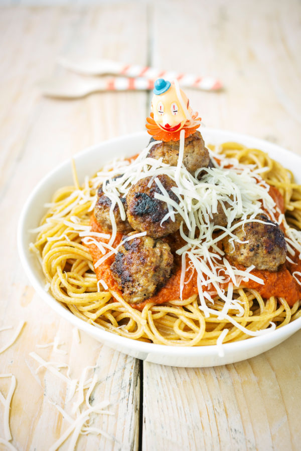Meatballspaghetti met twaalfgroentesaus