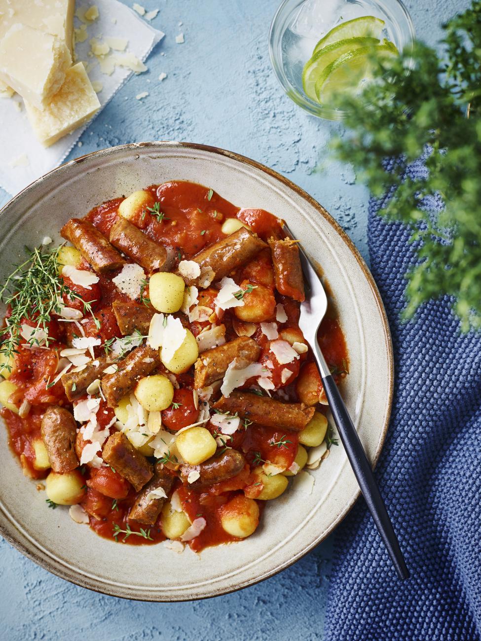 Gnocchi met snelle tomatensaus en merguez