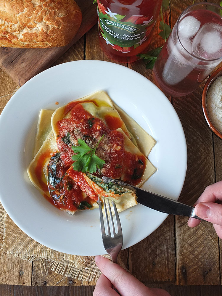 Spinazie-ricotta ravioli