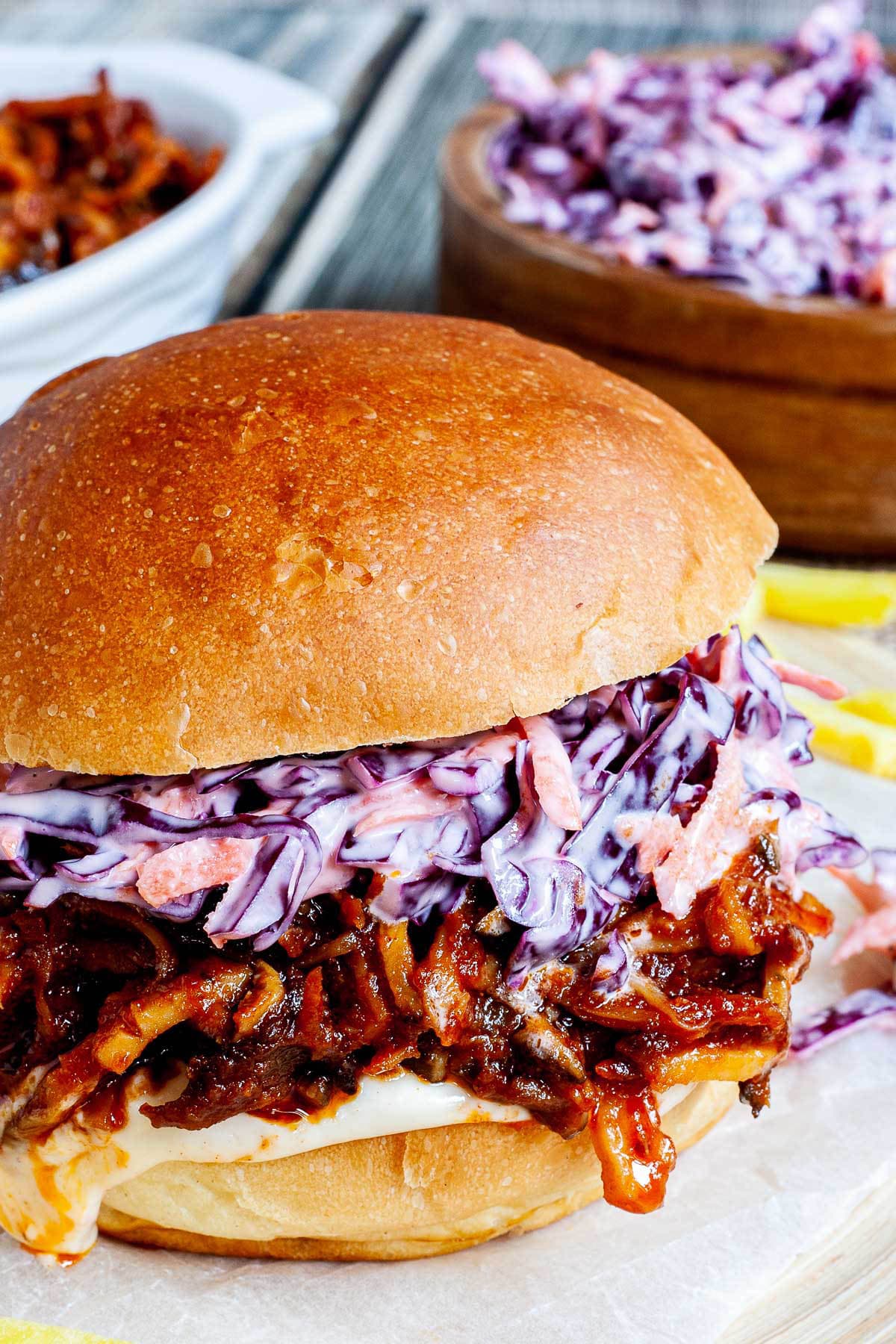Pulled Mushroom burger