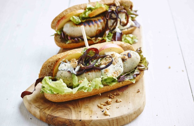 Hippe hotdog met witte pens