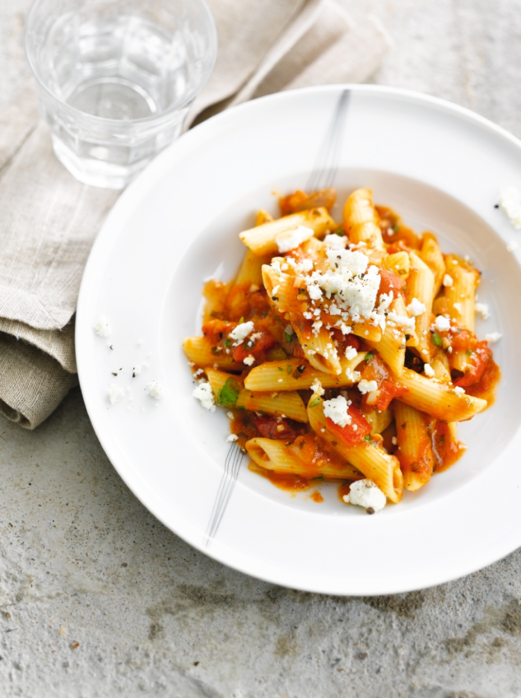 Penne arrabiata met feta