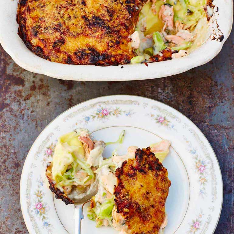 Zalm lasagne met kappertjes en dille