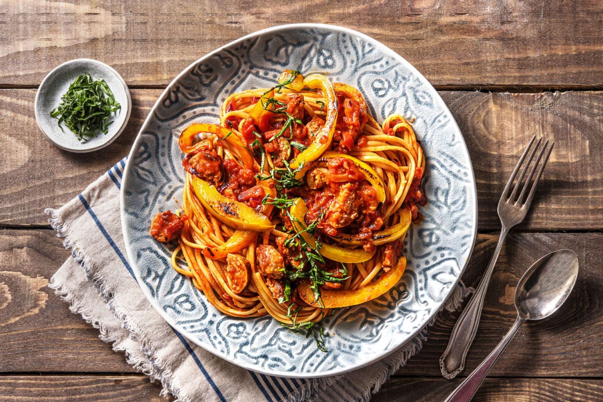 Fettuccine met chipolataworstjes