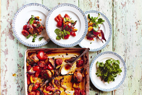 Kip uit de oven met geroosterde paprika