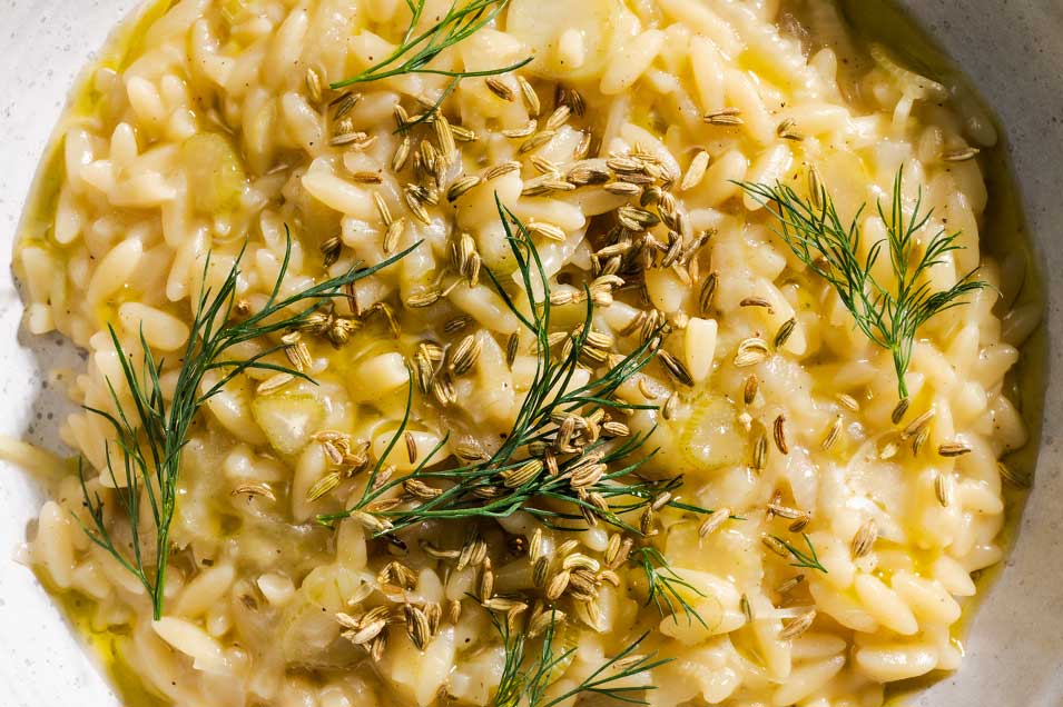 Romige orzo met venkel
